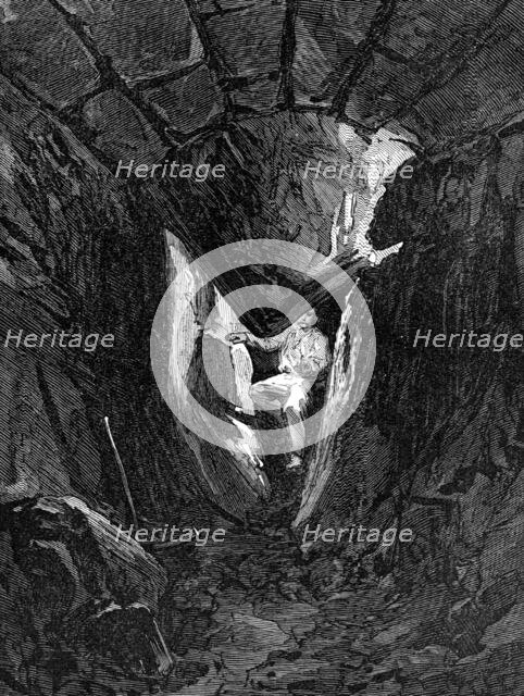 The Explorations at Jerusalem: voussoir of Robinson's Arch fallen through...tunnel below, 1869. Creator: Unknown.