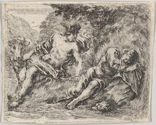 Mercury and Argos, from 'Game of Mythology' (Jeu de la Mythologie), 1644. Creator: Stefano della Bella.