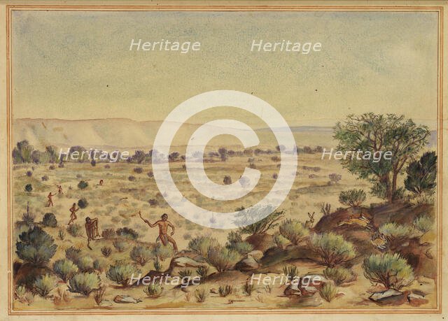 Men Hunting Rabbits, 20th century. Creator: Unknown.
