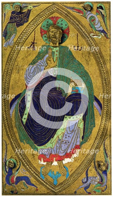 Plaque binding (plaque de reliure), champlevé enamel on copper, 12th century, (1931). Artist: Unknown