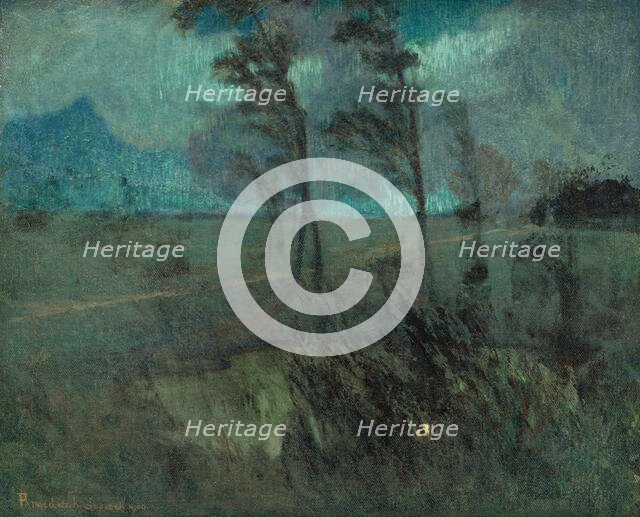 Landscape in a windstorm, c1920. Creator: Karol Pongrácz.