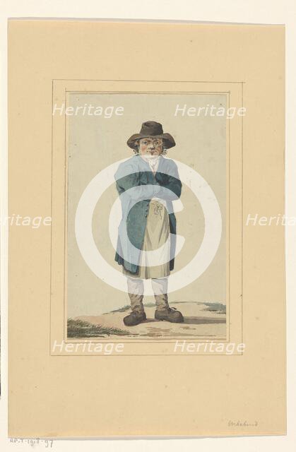 Standing man in blue jacket, 1700-1800. Creator: Anon.
