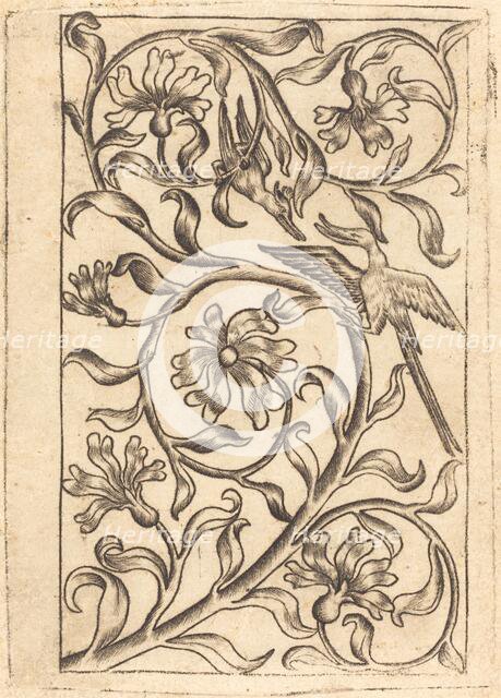 Vine Ornament with Two Birds, c. 1440/1450. Creator: Master of the Playing Cards, Follower of.