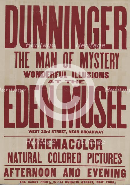 Dunninger at the Eden Musee (red variant), c1913 - 1914. Creator: Unknown.