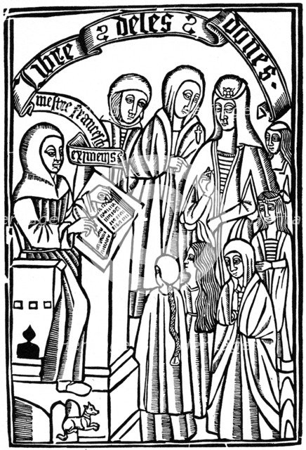 Title page to the Libre de les Dones of Cardinal Ximenes, Barcelona, 1495, (1964).  Artist: Anon