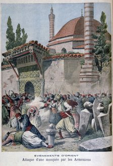 An attack on a mosque by Armenians, 1895. Artist: Henri Meyer