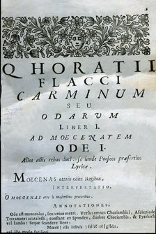 Odes, which were called 'Carmina' by its author, cover of the 1727 Venice edition.