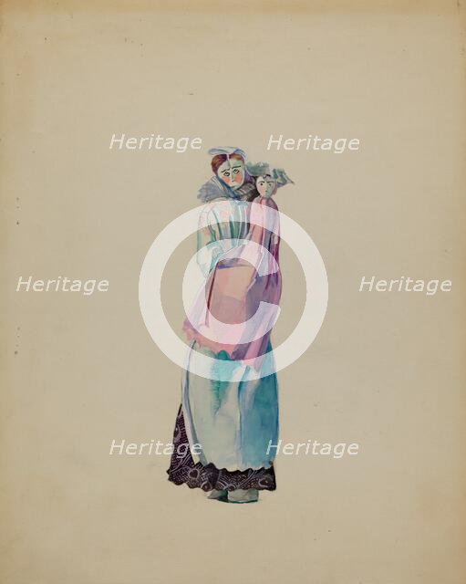 Rag Doll Nurse and Baby, c. 1936. Creator: Mina Lowry.