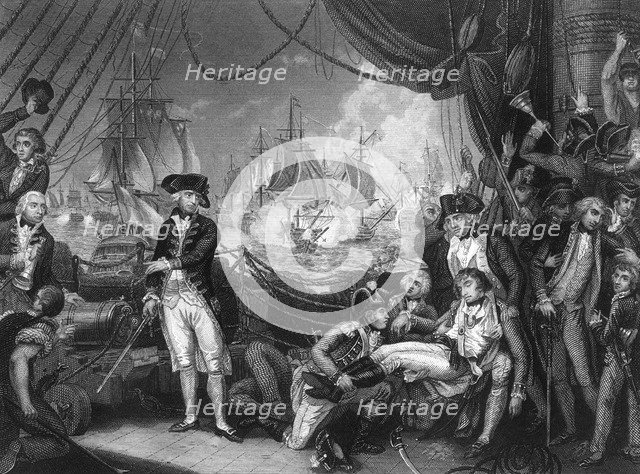 Scene on the deck of the 'Queen Charlotte', 1 June 1794 (c1857).Artist: J Rogers
