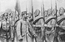 'Une revue des regiments Russes au camp de Mailly; Au passage des generaux..., 1916. Creator: Georges Bertin Scott.