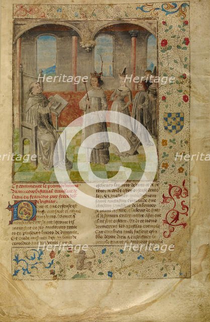 Louis IX Visiting Vincent of Beauvais; Miroir Historial, about 1475. Creator: Unknown.