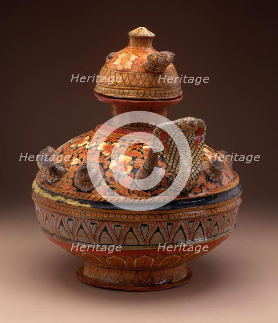 Bowl with Serpents and Lid, 19th century. Creator: Unknown.