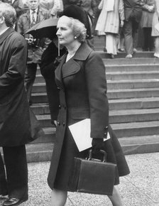 Margaret Thatcher leaving St Paul's Cathedral, London, 3rd May 1976. Artist: Unknown