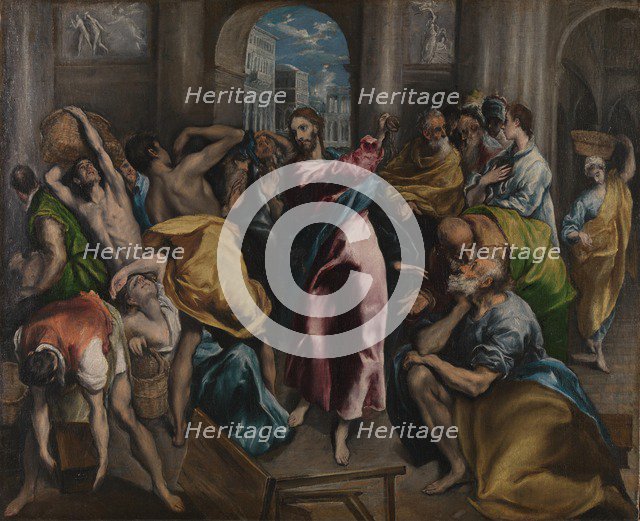 Christ driving the Traders from the Temple, ca. 1600. Artist: El Greco, Dominico (1541-1614)