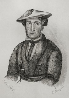 Portrait of Martin Zurbano (1788-1845), Spanish guerrilla fighter, 1845.  Creator: Jose Gomez.