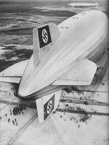 German Zeppelin airship 'Hindenburg' moored at Lakehurst, New Jersey, c1936 (c1937). Artist: Unknown.
