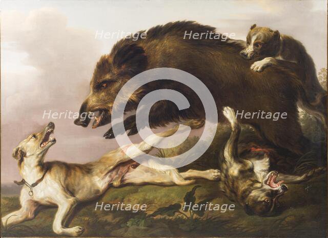 Wild boar hunting, 1792-1831. Creator: Christian David Gebauer.