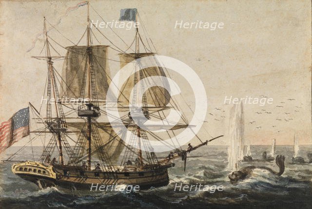 Replenishing the Ship's Larder with Codfish off the Newfoundland Coast, 1811-ca. 1813. Creator: Pavel Petrovic Svin'in.