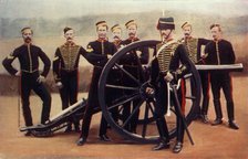 'Sergeants of the Royal Horse Artillery with a 12-Pounder', 1900. Creator: Gregory & Co.