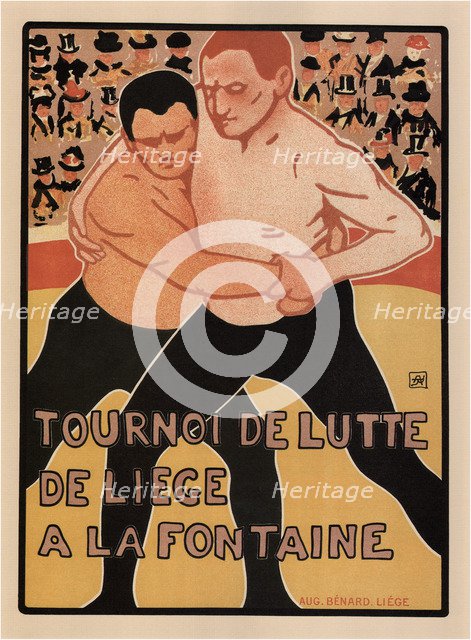 Wrestling tournament, Liège, 1899. Artist: Rassenfosse, Armand (1862-1934)