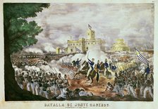 Battle of Monte Caseros 1852, lithograph.