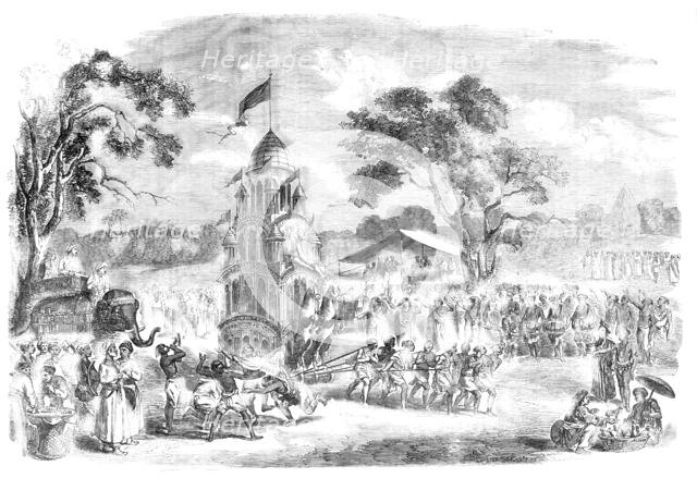The Rutt Jatthra, a Hindoo Festival held at Juggernauth, in Orissa, from a native drawing, 1857. Creator: Unknown.