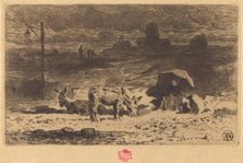 Les Anes de La Butte-aux-Cailles (Donkeys at La Butte-aux-Cailles), 1873/1874. Creator: Felix Hilaire Buhot.