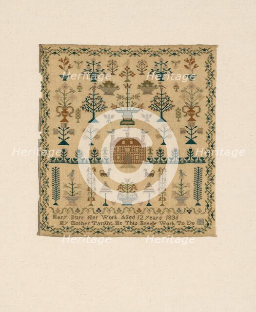 Sampler, North Carolina, 1836. Creator: Mary S. Burr.