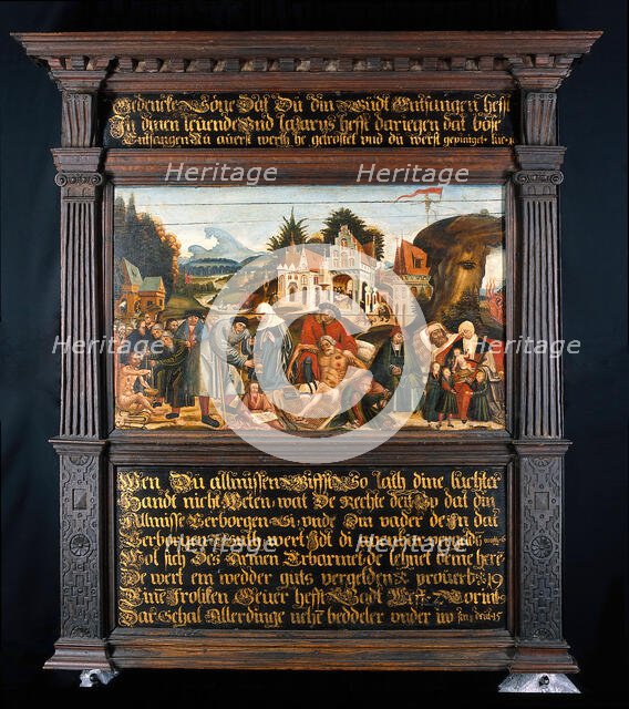 Works of mercy with Dives and Lazarus, c1550. Creator: Unknown.