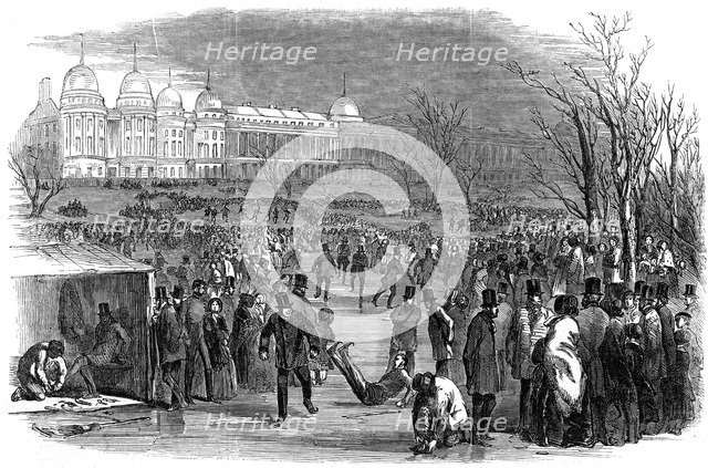 Skating in Regent's Park, 1850. Artist: Unknown