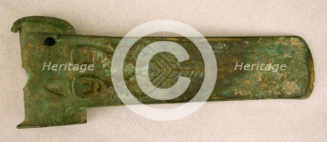 Socketed axehead (fu) with figures, Possibly Western Zhou dynasty, ca. 1050-770 BCE. Creator: Unknown.