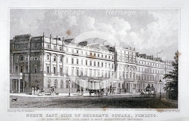 Belgrave Square, Belgravia, London, 1828. Artist: S Lacey