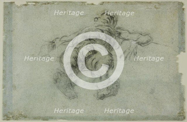 Reclining Male Nude, Foreshortened, 1562. Creator: Jacopo Tintoretto.