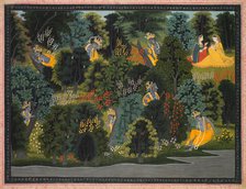 Krishna's Longing for Radha, from the Gita Govinda of Jayadeva, c. 1820-1825. Creator: Unknown.