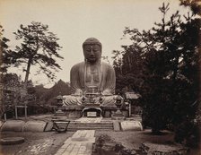 Kamakura, Japan: large statue of "Daibootz" or the "Great Buddha", in wooded country, c1873. Creator: William Pryor Floyd.