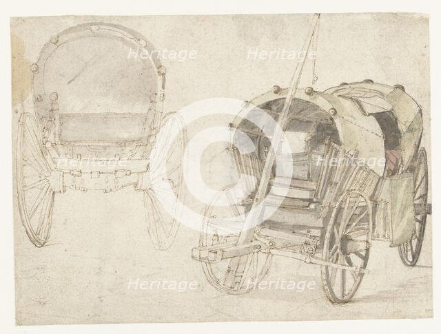 Two travel cars, 1633-1687. Creator: Gillis Neyts.