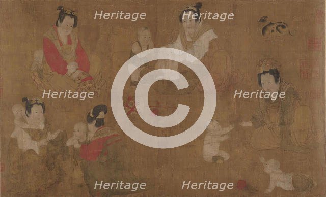 Palace Ladies Bathing Children, 11th century. Creator: Unknown.