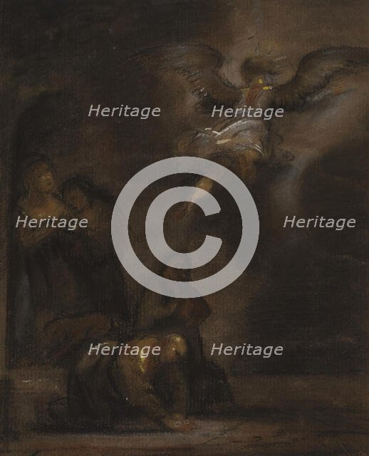 Abraham and the Angel, mid 19th century. Creator: Alfred Jacob Miller.