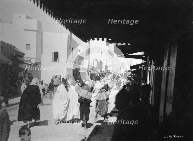 Busy street, Rabat, Morocco, c1920s-c1930s(?). Artist: Unknown