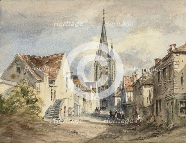 Street Scene in Northern France, c. 1840. Creator: Ambrose Poynter I.