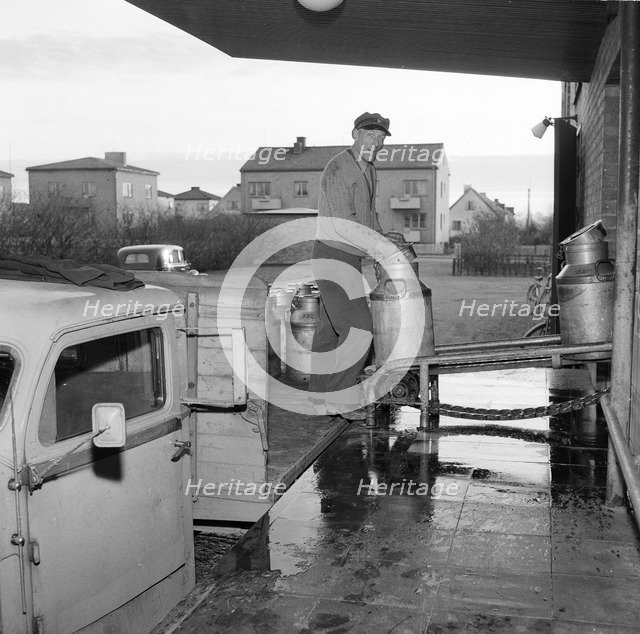 Milk delivery from a dairy, Landskrona, Sweden Artist: Unknown