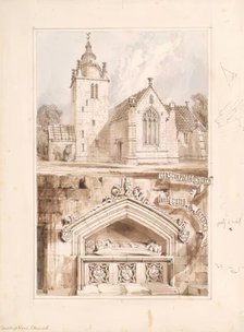 Corstorphine Church - Exterior and Forester's Tomb, 1848-1852. Creator: Robert William Billings.