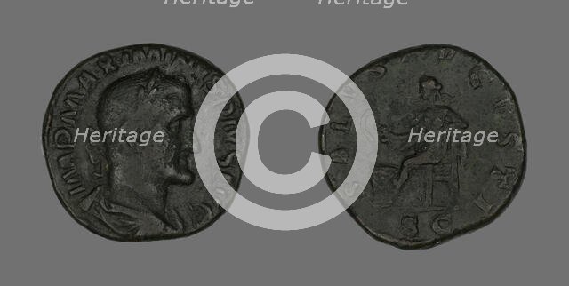 Sestertius (Coin) Portraying Emperor Maximinus, 235-238. Creator: Unknown.