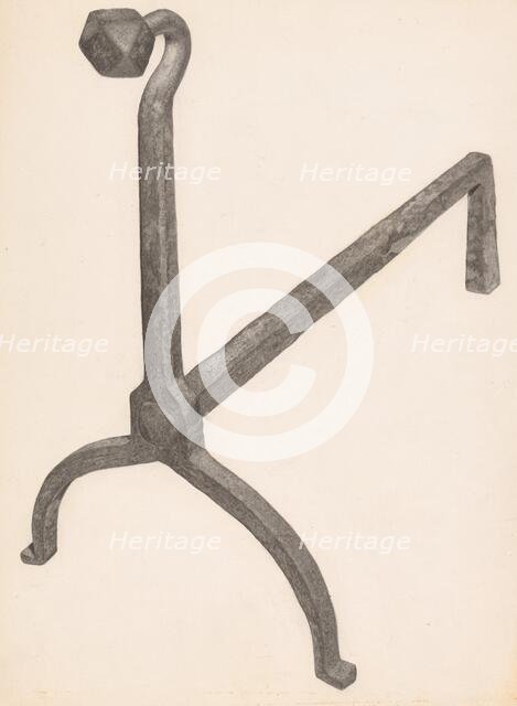 Andiron (one of pair), c. 1938. Creator: Salvatore Borrazzo.