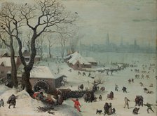 Winter Landscape with Snowfall near Antwerp, 1575. Creator: Lucas van Valckenborch.