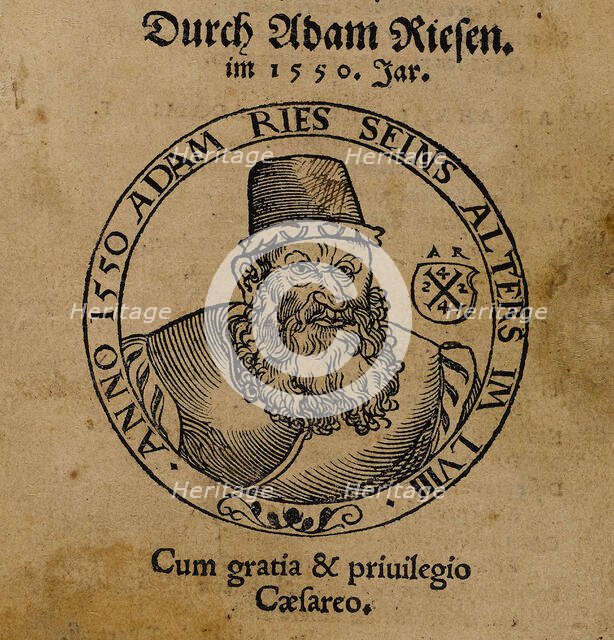Portrait of Adam Riese (1492-1559). From "Rechenung nach der lenge, auff den Linihen..., 1550. Creator: Anonymous.
