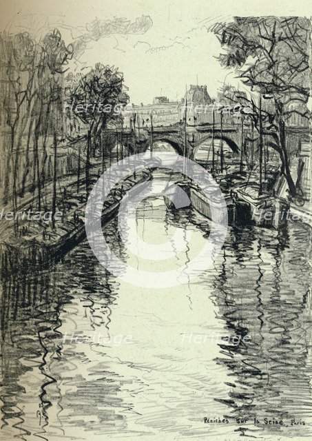 'Barges on the Seine', 1915. Artist: Frank Milton Armington.