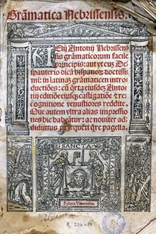 Title page of 'Grammar of the Spanish language', edition of 1520, the first attempt in the vernac…