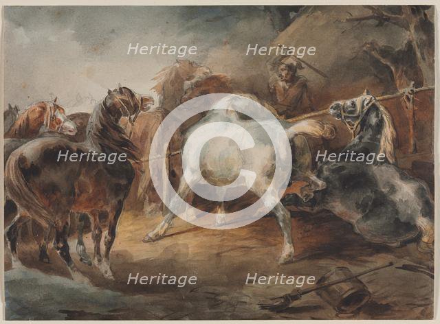 Fighting Horses, c. 1820. Creator: Théodore Géricault (French, 1791-1824).