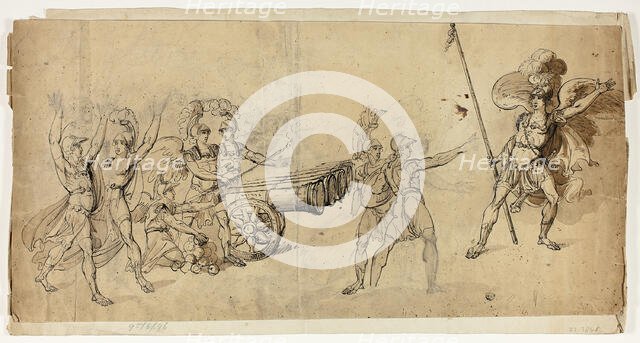 Angelic Artillery (recto); Battle Scene (verso), n.d. Creator: Unknown.